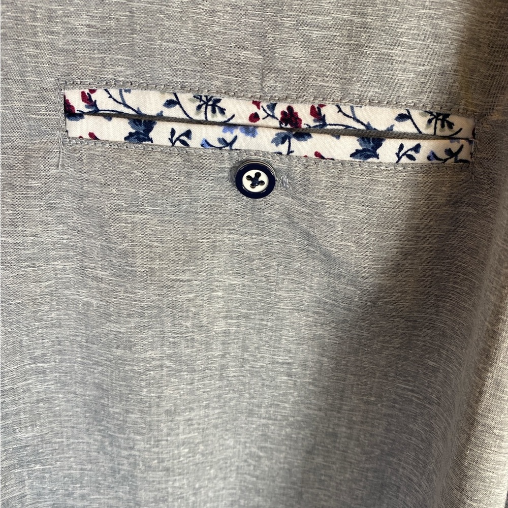 Craft + Flow Men’s Button Down Shirt XL Gray Long Sleeve Floral Trim - Picture 3 of 8